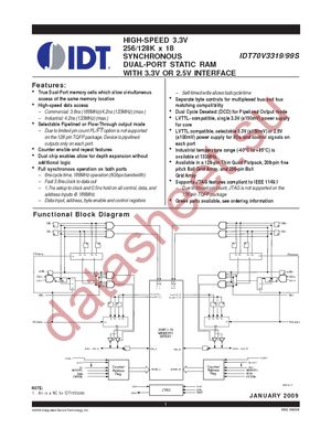 IDT70V3319S133BFI8 datasheet  